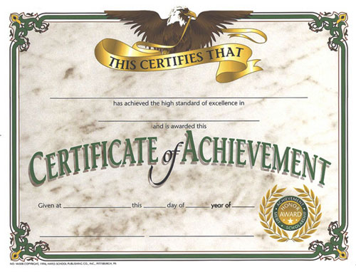School Publishing H-va508 Certificates Of Achievement-36/pk 8-1/2 X 11