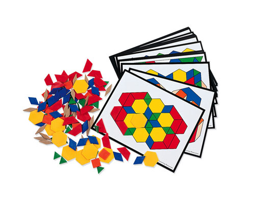 Ler0335 Pattern Block Activity Pack-124 Blocks 16 Cards