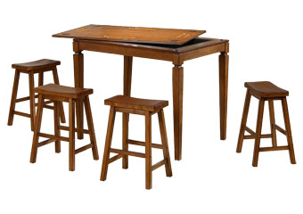 Family Game Tables - Berkline 40050 Oak Grant 5-Pc Family Game Set