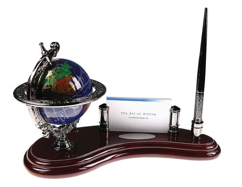 Bluestone Designs W010n Gemstone Globe Pen Stand With Cardholder