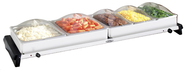 Broilking Nbs-5sp Professional Grand Buffet Server - With Stainless Base & Plastic Lids