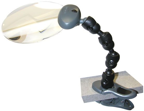 Carson AM-20 Attach-A-Mag 2x LED Lighted Flexible Magnifier w/ Clip-On Base Stand - Batteries Included