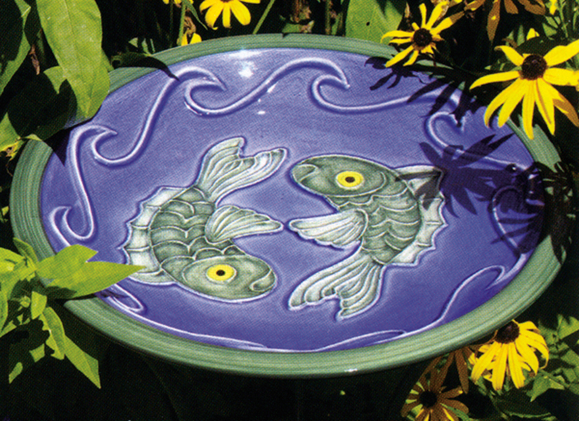 Achla Blue Fish Bird Bath Bowl & Stake