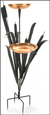 Achla 50 Inch High Double Cattail Bird Bath With Two 12 Inch Bowls