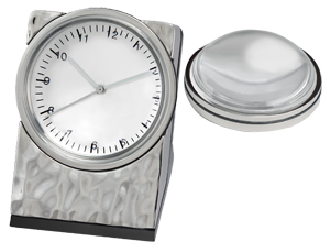 80938 Hammered Clock W/magnifier - Silver