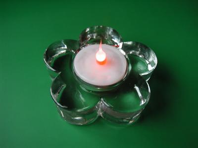 Creative Motion 11386 LED Candle with Flower Glass Holder