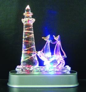 Battery Operated Lamps - Creative Motion 11493 Battery-Operated Color Changing Crystal Light House Lamp