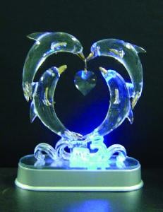Battery Operated Lamps - Creative Motion 11494 Battery-Operated Color Changing Crystal Dolphins Lamp