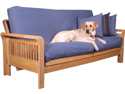 Oak Futons - Cottage Futon 80957211132L Belmont Oak Loveseat Size Futon Frame - Medium Oak - Mattress Sold Separately