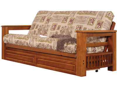 Cottage Futon 80957212173F Durango Select Hardwood Full Size Futon Frame with Mattress - Honey Finish
