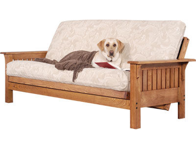 Futons - Cottage Futon 80957211182L Augusta Oak Loveseat Size Futon Frame - Medium Oak - Mattress Sold Separately