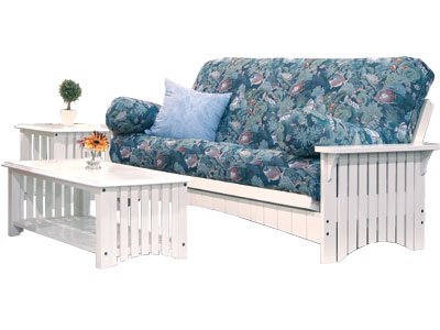 Cottage Futon 80957243146F Key West Select Hardwood Full Size Futon Frame with Mattress - White