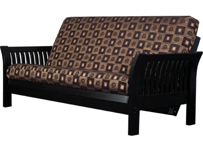 Cottage Futon 80957212158F Sofia Select Hardwood Full Size Futon Frame with Mattress - Black