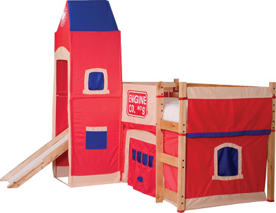Loft Beds - Cottage Futon 80957250216FIRE Jr Loft Tent Bed - White Finish - Firehouse Tent