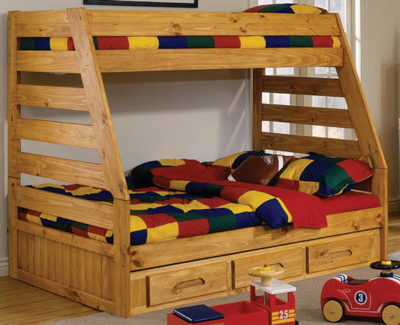 Twin Futon - Cottage Futon DWF7019 Twin-Full Bunk Bed With Drawers - Pine