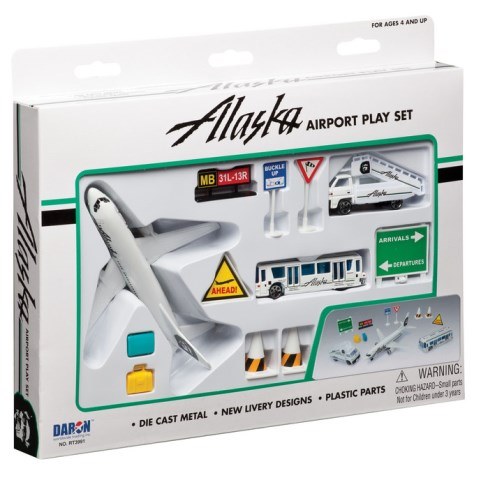 Play Sets - Daron Worldwide Trading RT3991 Alaska Airlines 12PC Airport Play Set