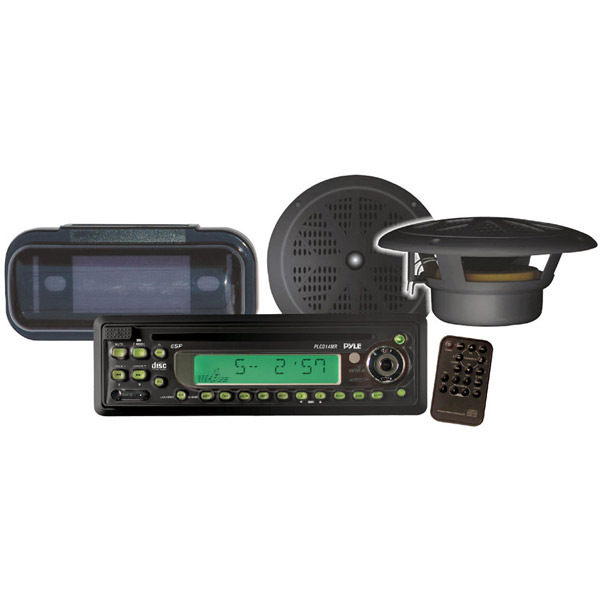 Pyle PLCD14MRKT Marine CD/MP3 Player Receiver with Speakers and Splash Proof Rad