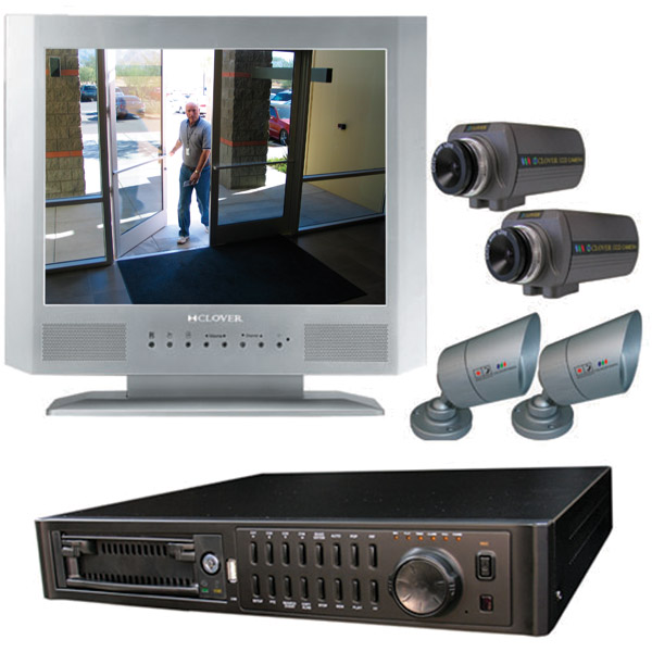 Clover TBUN15070 15' ' Color 4-Channel Quad Observation System with IP DVR and 4 Cameras