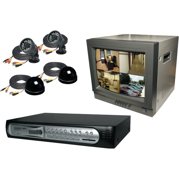 Security Labs SLM428C 14' ' 4-Channel Color Observation System with DVR and 4 Cameras