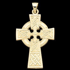 14K White Gold Large Celtic Cross Pendant
