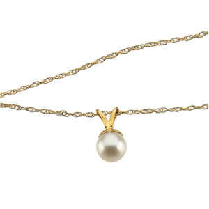 14K Yellow Gold Teen Pearl Drop Pendant