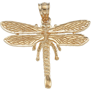 14K Yellow Gold Dragonfly Pendant
