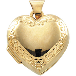 14K Yellow Gold Heart Shaped Locket