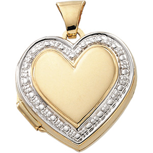 14K Two Tone Gold Heart Shaped Locket