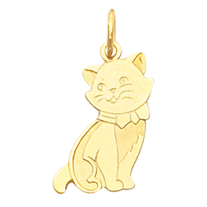 14K Yellow Gold Cat Charm