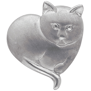 14K White Gold Kitty Love Brooch/Pendant Slide