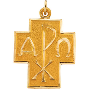 14K Yellow Gold Alpha Omega Cross by Diva Diamonds