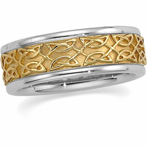 14K Two Tone Gold Bridal Celtic Band Ring Ring Size: 12.5