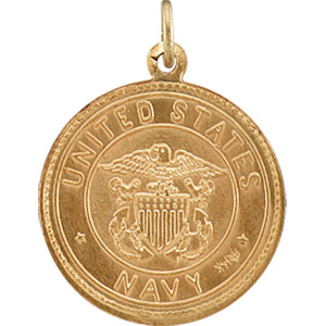 14K Yellow Gold St. Christopher Us Navy Medal by Diva Diamonds