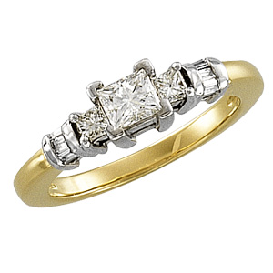 14K Two Tone Gold Diamond Bridal Engagement Ring Ring Size: 6