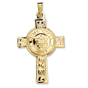 14K Yellow Gold Us Navy Cross by Diva Diamonds