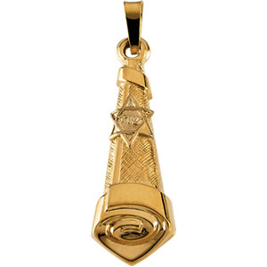 14K Two Tone Gold Mezuzah Pendant