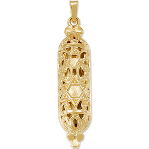 14K Yellow Gold Mezuzah Pendant