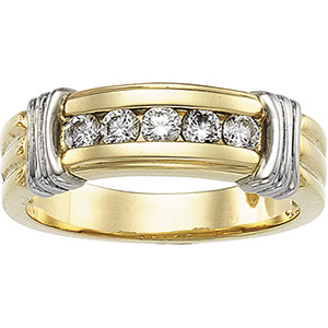 14K Two Tone Gold Men and amp;apos;s Diamond Ring Ring Size: 10