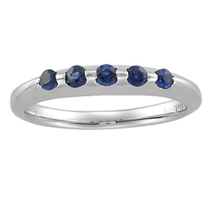 14K White Gold Anniversary Band Genuine Sapphire Ring Size: 7 anniversary gifts
