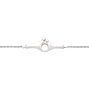 14K White Gold Mother and Child mom bracelet - 7 inches