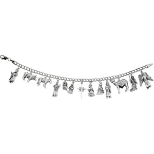 14K White Gold Nativity Bracelet