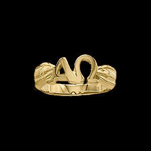 14K Yellow Gold Alpha Omega Ring - Size 6 Ring... by Diva Diamonds