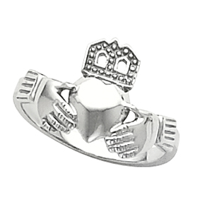 Platinum Small Claddagh Ring Ring Size: 6
