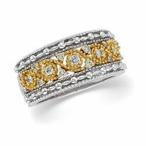 14K Two Tone Gold Diamond Bridal Anniversary Band Ring Ring Size: 6 anniversary gifts