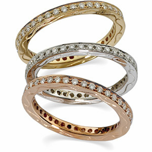 14K Rose Gold Diamond Anniversary Band Ring - Size 7.5 Ring Size: 7.5