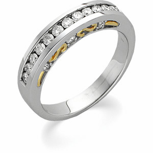 14K Two Tone Gold Diamond Bridal Anniversary Band Ring Ring Size: 6