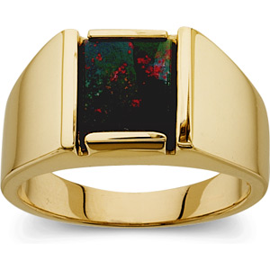 14K Yellow Gold Men s Genuine Bloodstone Ring Ring Size: 10