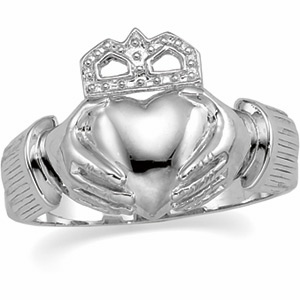 Platinum Men and amp;apos;s Claddagh Ring - Size 10 Ring Size: 10