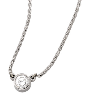 14K White Gold Diamond Solitaire Necklace