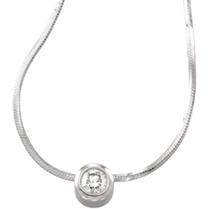 14K White Gold Diamond Solitaire Necklace